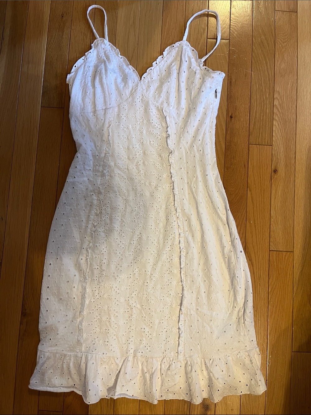 Guess White Eyelet Midi Dress